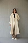 Kadın Krem Oversize Uzun Trençkot Matilda – Kemerli, 130 cm
